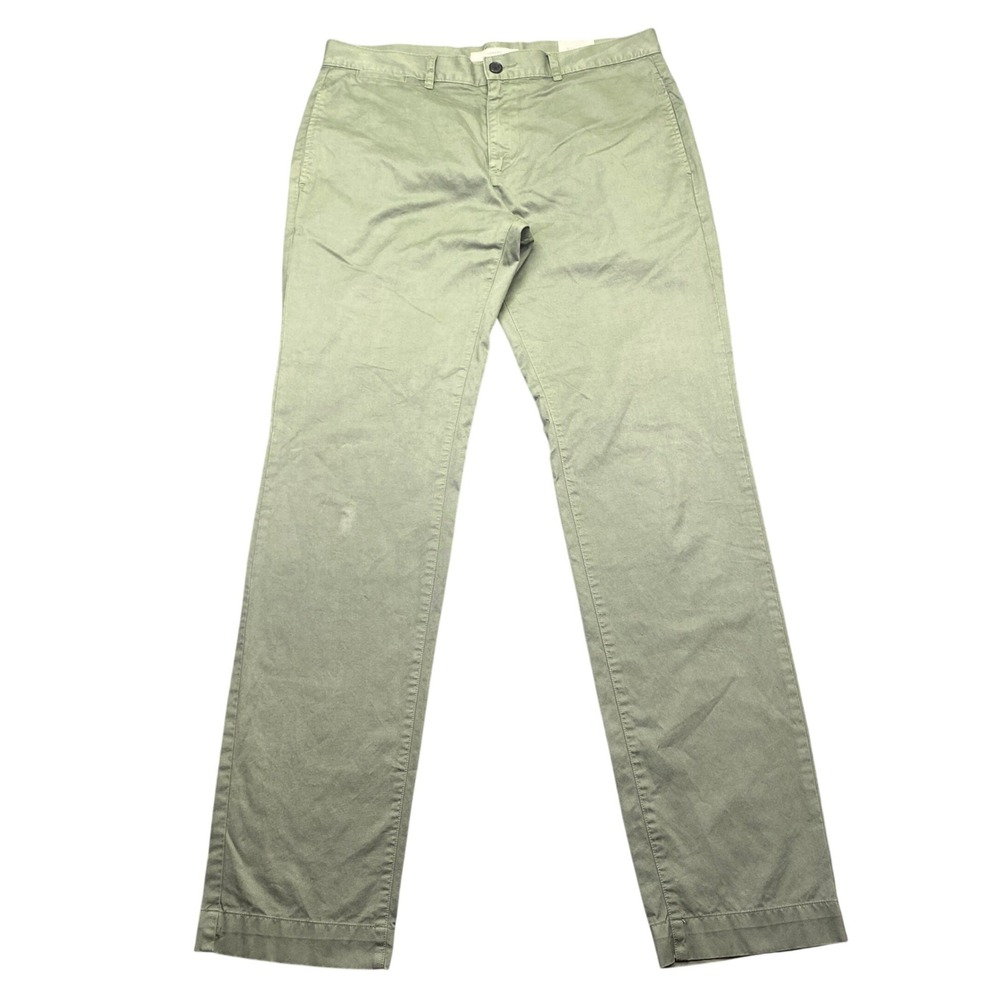 Billy Reid Leonard Chino Pants Mens 34 Olive Green 100% Cotton Peru Preppy Retro